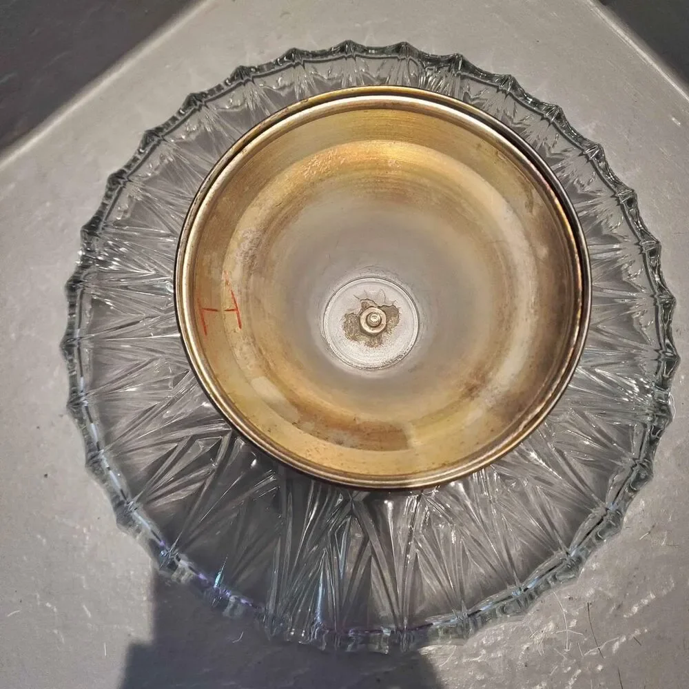 Glass and Gold Divided Pedestal Footed Dish 10